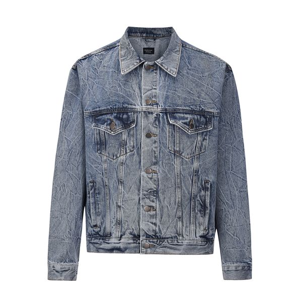 

high street lapel pockets single breasted jeans jackets men and women oversized casual hip hop baggy denim clothes, Black;brown