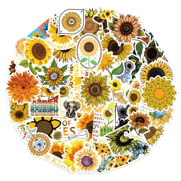 

50pcs/pack skateboard stickers sunflowers for car baby scrapbooking pencil case diary phone lapplanner decoration book album kids toys diy d