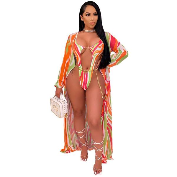

women's tracksuits 2022 summer casual fashion women slim street elegant solid color print cape swimsuit two-piece set, Gray