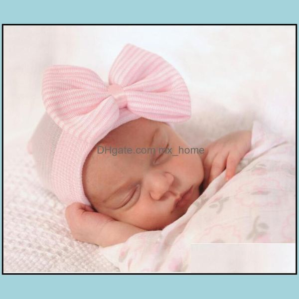 Baby Girls Head Head Bows Hat Newborn Chrochet Beanie Hats Малыш Малыш вязание Волосы Аксессуары Младенческий Мальчик Капот Зимний Хлопок Попустить падение