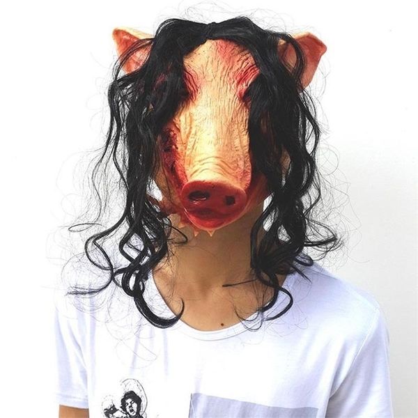 Maschera animale divertente con i capelli Halloween Cosplay Scarico Maschera in lattice Costume Decorazione di festa M09 T200622