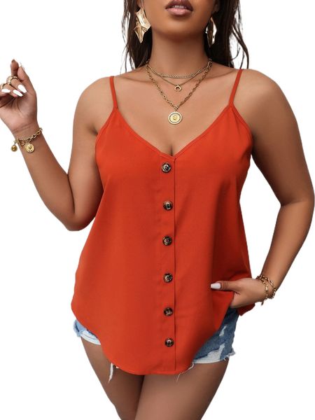 

plus fake button cami b3ue#, Black