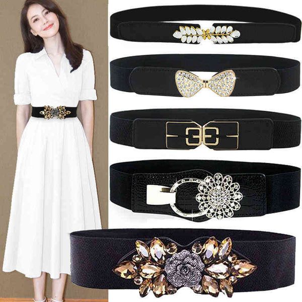 

versatile elastic belt women's korean version simple down et wide waist cover decorative coat with skirt, Black;brown