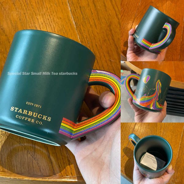 

starbucks cup 2022 valentine's day rainbow love ceramic love painted mug office home water cup