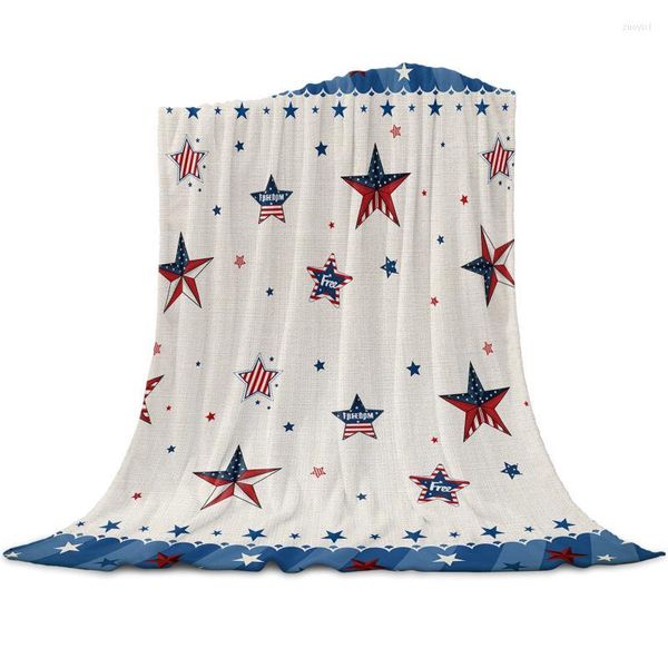 Cobertores do Dia da Independência Bandeira Americana Plante para sofá Flanela de flanela de flanela Presente CampingBlankets