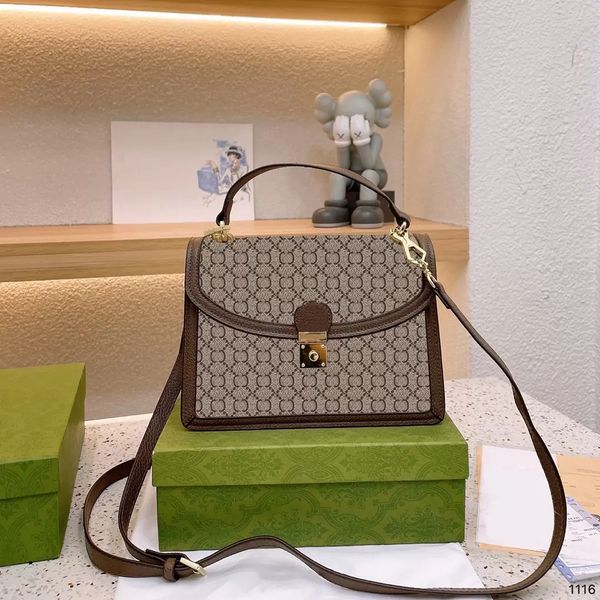 

2023 leather handbag luxury brand with handle shoulder bags for woman small square bag sac a main