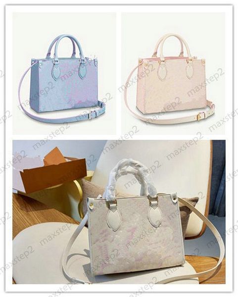 

m59856 m46168 m46067 summer stardust bag spring sunrise pastel onthego pm tote 25cm womens designer handle bags with removable round coin pu