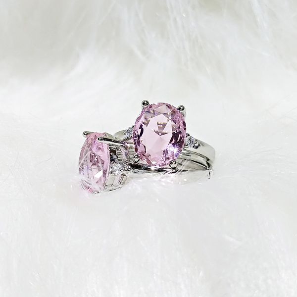 Morgan Pink Crystal Sweet Ring European и American Style Золото -покрытый цирконом бриллиантовой кольцо для девочек свадебные украшения для свадебной вечеринки подарки с регулируемым размером