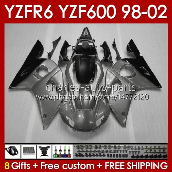 Kit per bodywork per Yamaha YZF R6 R 6 YZF600 600cc YZFR6 98 99 00 2001 2002 Body 145No.183 Glossy Grey YZF 600 CC YZF-600 98-02 Cowling YZF-R6 1998 1998 2000 01 02 OEM Fairing