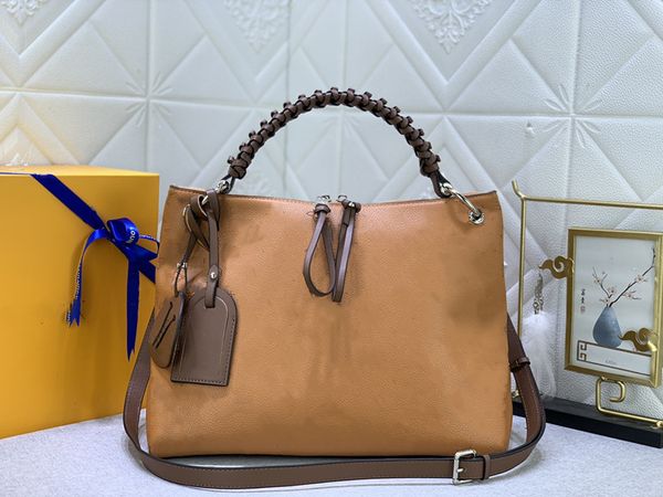 

totes mahina maida beaubourg mm hobo calf genuine leather perforated shoulder bag braided handle handbag women designer duffle tote m45522