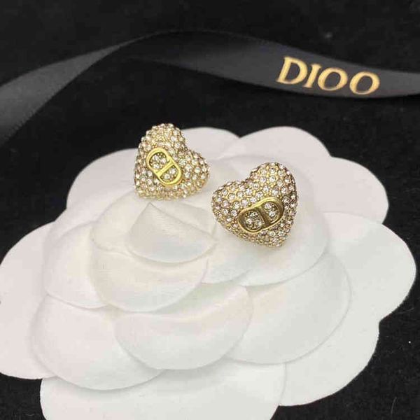 

fine jewellery ornament charm earring full diamond love earrings are old, simple and versatile female earrings, Golden