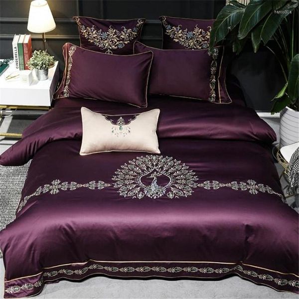 Defina com roupas de cama Luxuosa egípcia conjunto de algodão clássico Flores chinesas Flores e pássaros grandes capa de edredão extra Setbedding