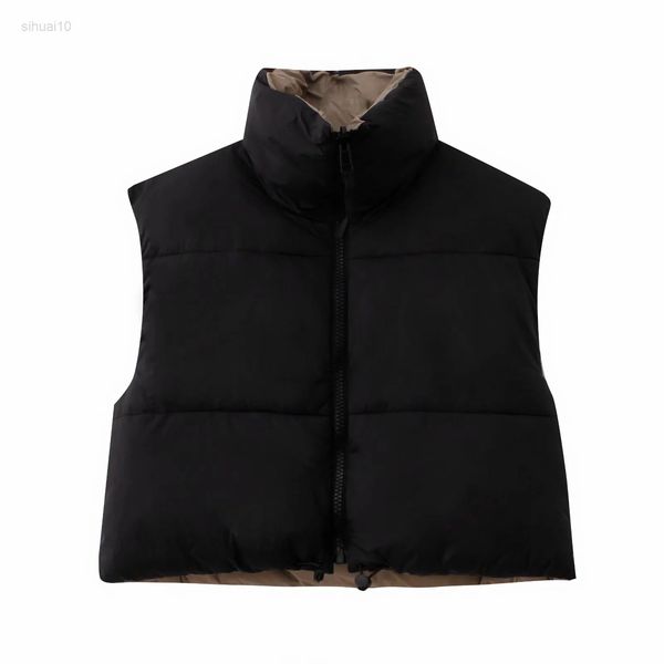 

women wear both positive and negativethick warm parka jacket vintage drawstring female sleeveless cotton vest outerwear l220725, White