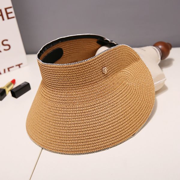 

designer women s cap summer hand woven empty hat with sunshade large brimmed can be folded for easy carrying 220616, Blue;gray