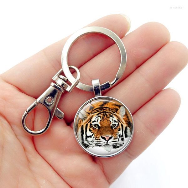 Keychains wg 1pc tigre tem tem tema tempo gemstone keychain keyrings criativos de metal keyring carros acessórios para jóias femininas enek22