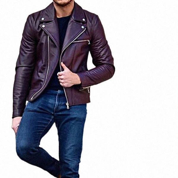 

nibesser 3xl plus size slim fit men's moto biker jacket leather coat bomber jacket mens winter turn down collar zipper outerwear z1k8#, Black;brown