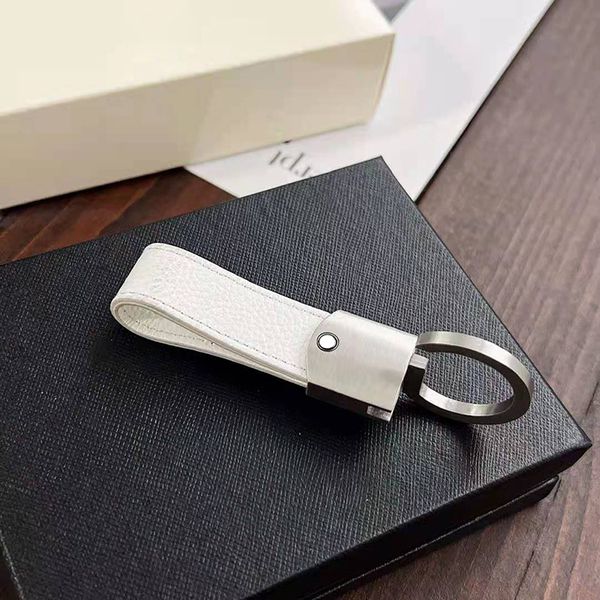

luxury men keychain genuine leather pendant keyring made stainless steel never change color gift for man have box, Silver
