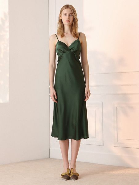 

simple retro solid overlap collar satin cami dress w8ck#, Black;gray