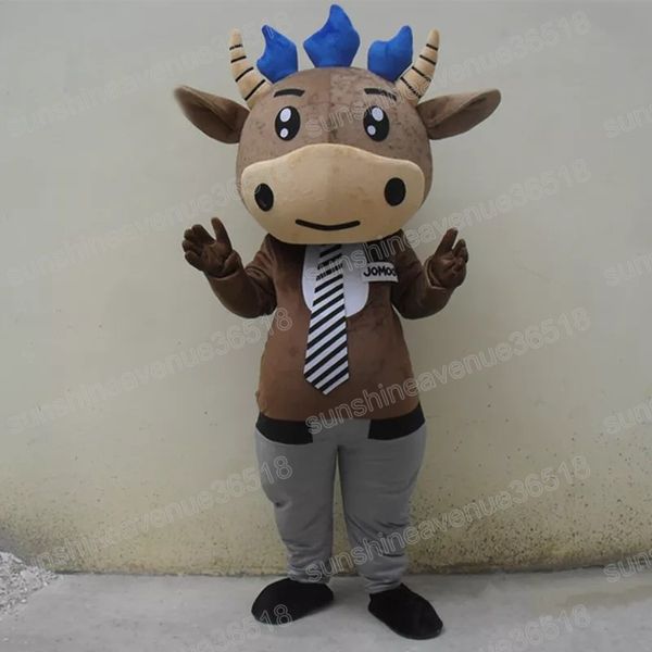 

halloween brown cow mascot costume cartoon theme character carnival festival fancy dress christmas adults size party outfit suit, Red;yellow
