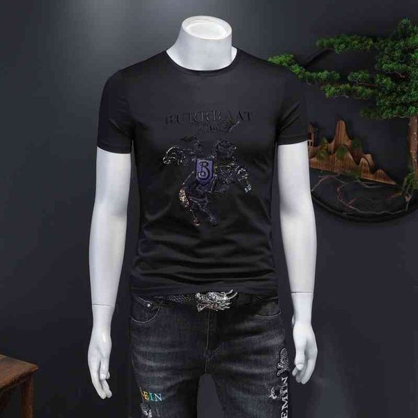 

spring summer 2022 new round neck t-shirt men's embroidery casual short sleeve streetwear women's clothing summer 50% off, White;black