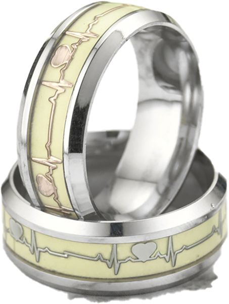 

couple ringseuropean and american new luminous heartbeat ring popular accessories, Silver