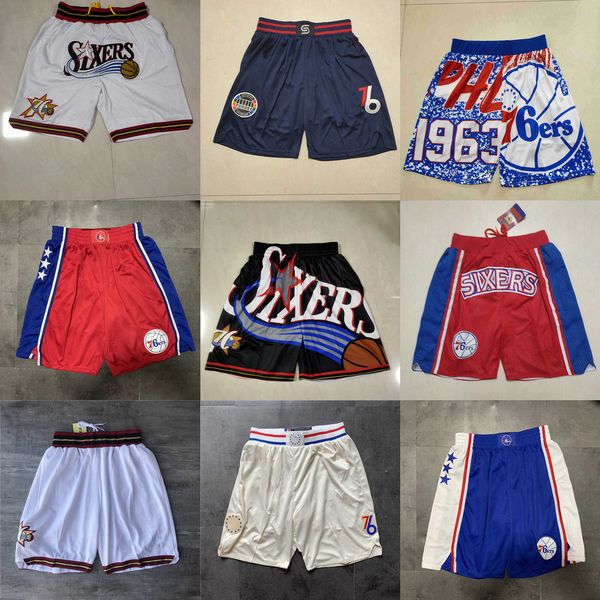 

philadelphia''76ers''men throwback basketball shorts pocket, Black