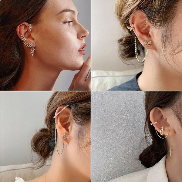 Clip-on Schraube zurück koreanische minimalistische Perle Ohr Manschette Perlen Kreuz Clip Ohrringe gefälschte Piercing Frauen Clips Schmuck kein Loch Zubehör