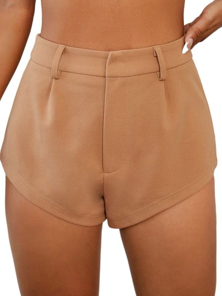 

high waist straight leg shorts 87bn#, White;black