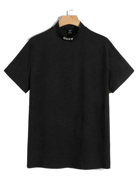 

men letter graphic mock neck tee f0we#, White;black