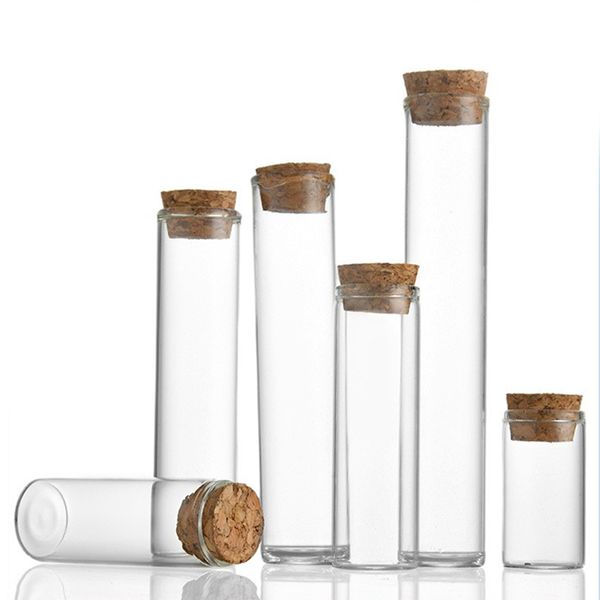 22mm de diâmetro 3ml 5ml 10ml 50 ml lateral reto transparente frascos de frasco de garrafa de vidro Tubo de teste com tampa de rolhas de cortiça 15ml