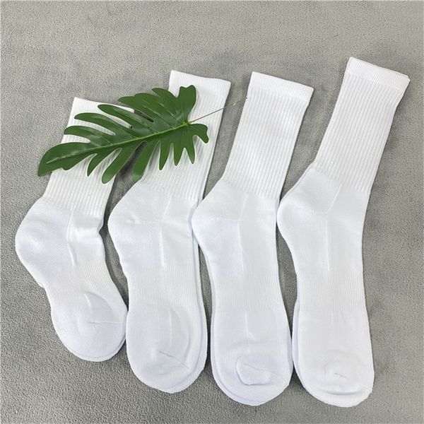 

men women white blank sublimation diy athletic sports half cushion mid crew socks blank streetwear socks for heat press 220512, Pink;yellow