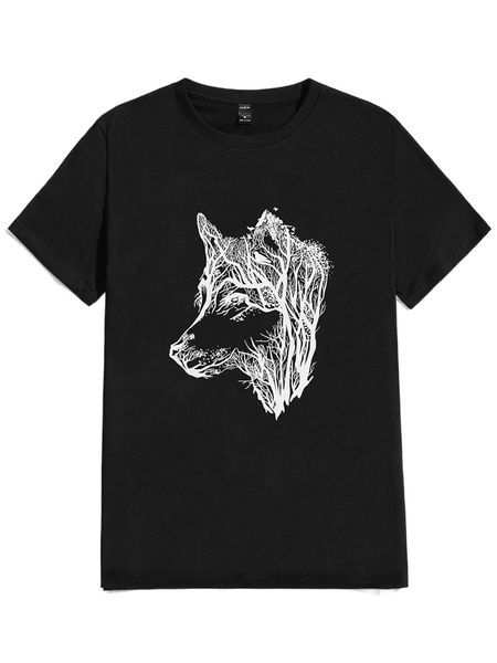 

men animal & plant print tee s9sv#, White;black