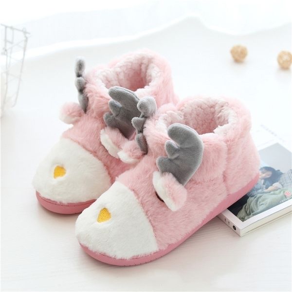 Suihyung Donna Inverno Furry Morbido antiscivolo Scarpe da pavimento per interni Peluche Cartoon Deer Donna calda Pantofole da casa Y200424 GAI GAI GAI