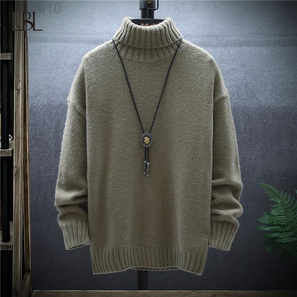 

new winter men's turtleneck sweaters slim knitted solid color casual male autumn wool clothing l220801, White;black