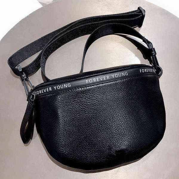 

women's belt bag korean style fashion one shoulder messenger waist bag female letter zipper half round small chest bag 220712