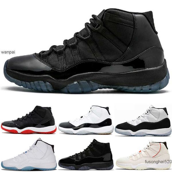 

shoes 2022 2021 original 11s basketball shoes men 11 25th anniversary gamma blue bred high concord 23 45 prom night platinum tint space jam, Black