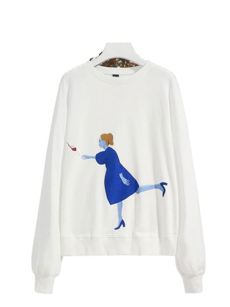 

x medharaj figure graphic drop shoulder sweatshirt e8cl#, Black