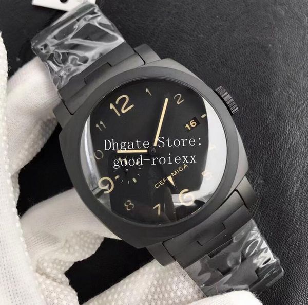 

44mm watches for men full ceramic case watch men's automatic p.9001 movement 438 diver gmt time vs v3 version pam vsf date sport limite, Slivery;brown