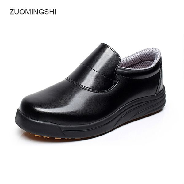 

work &amp safety kitchen anti-skid shoes breathable men ankle chef shoes anti-skid waterproof anti-oil comfortable wear-resistant, Black;red