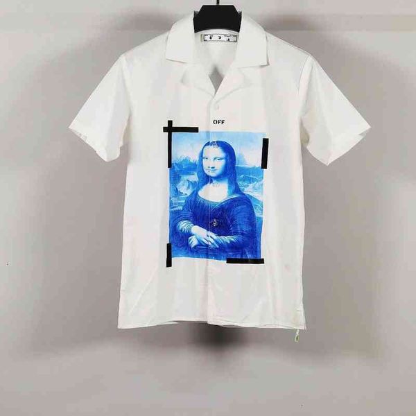 

off fashion t-shirts arrstyle 2021 new summer mona lisa print men's and women's short sleeve loose casual couple top, Black