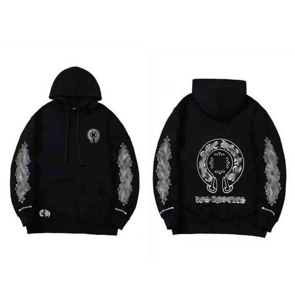 

fashion luxury mens sweatshirts designer hoodies ch classic zipper hooded sweater cross flower pullover sanskrit pattern casual coat women, Black