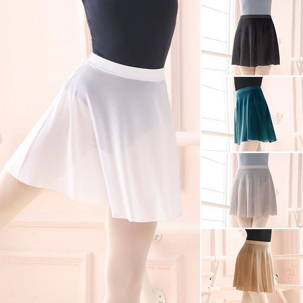 Bühnenkleidung Ballettrock Frauen Mädchen Mesh Röcke Elastisches Tanzkleid Ballerina Tüll Nylon Erwachsene Gymnastik Trainingskostüme