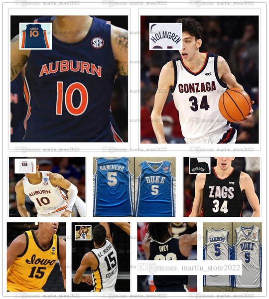 

2022 draft pick basketball 10 jabari smith jersey 34 chet holmgren 5 paolo banchero 23 jaden ivey 15 ke. keegan murray ncaa college man wome, Black;red