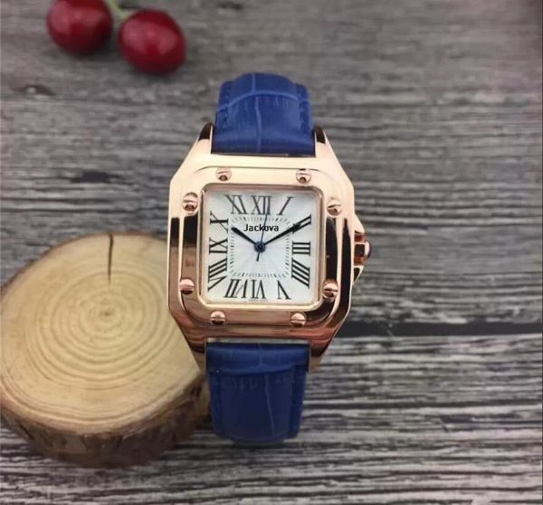 Kadınlar 32mm Yeni Moda İzliyor Kadınlar Elbise Saatler Kare Kılıf Deri Kayış Relogio Feminino Lady Quartz Bilek saati