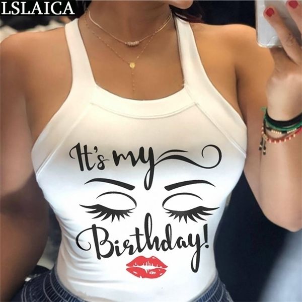 

tank women white letter print fashion back bow crop backless evening party club streetwear ladies 210316, Black;white