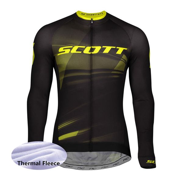 Herren SCOTT Pro Team Radsport-Langarmtrikot Winter-Thermofleece Bike-Shirt Rennbekleidung wärmer MTB-Fahrradoberteile Outdoor-Sportuniform Y22041402