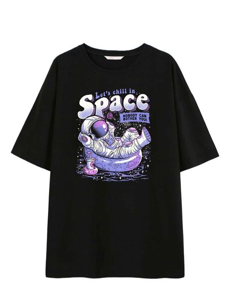 

romwe x eduely astronaut graphic tee q3ak#, White