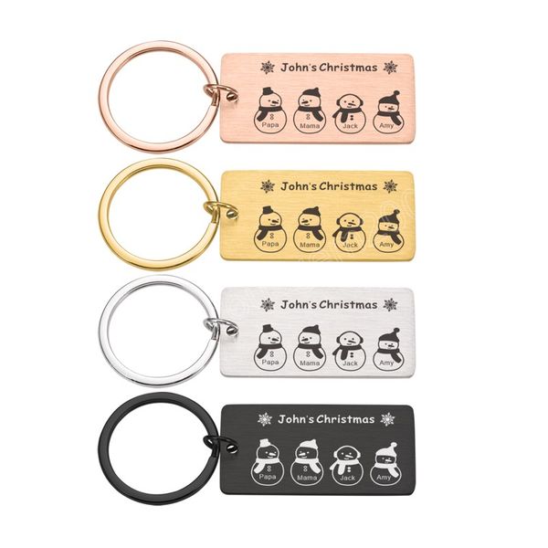 

cute customized family keychain personalized christmas gifts for mom dad daughter son kids engraved stainless steel key chain, Slivery;golden