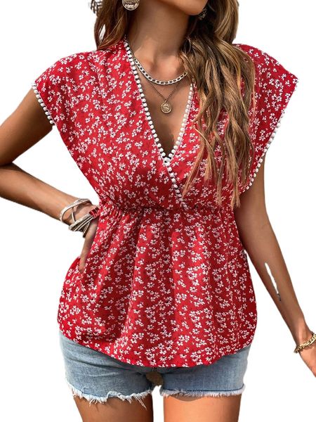 

d.itsy f.loral print p.om p.om trim b.louse v85b#, White