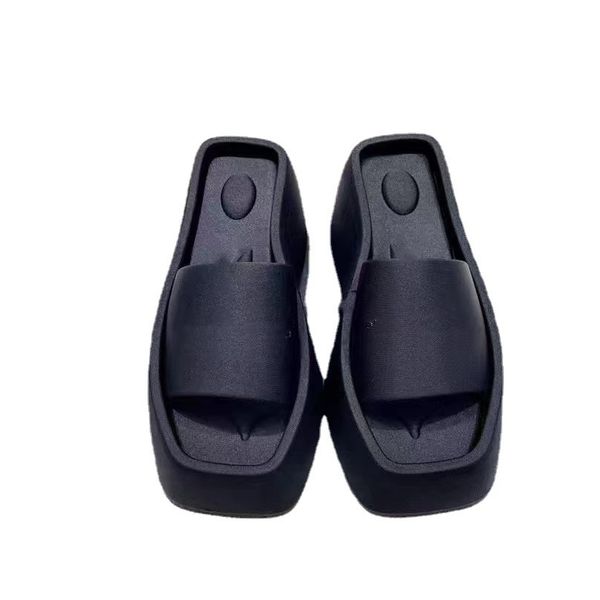 

women sandal designer slippers king summer beach muffin bottom fashion waterproof platform raised shoes word outdoor thick bottom increased, Black